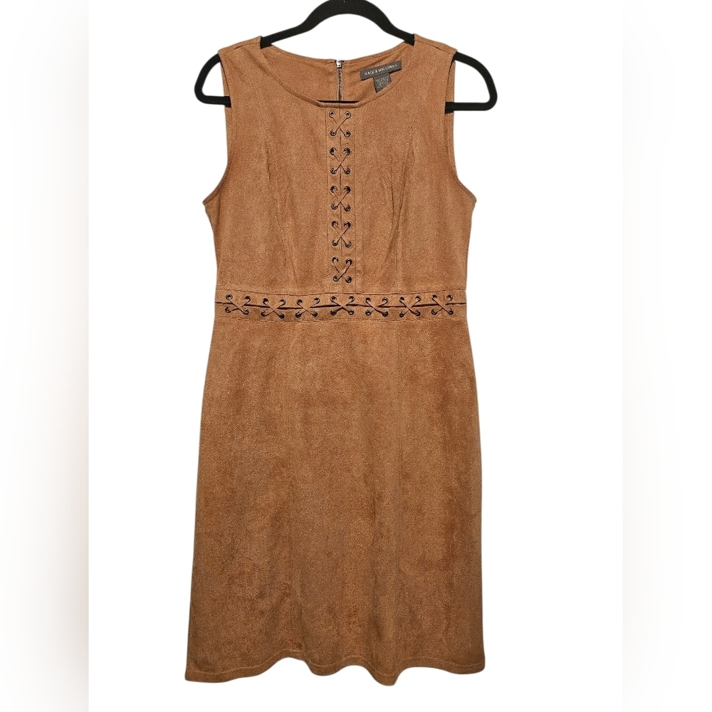 Kate & Mallory Tan Lace-Up Midi Dress